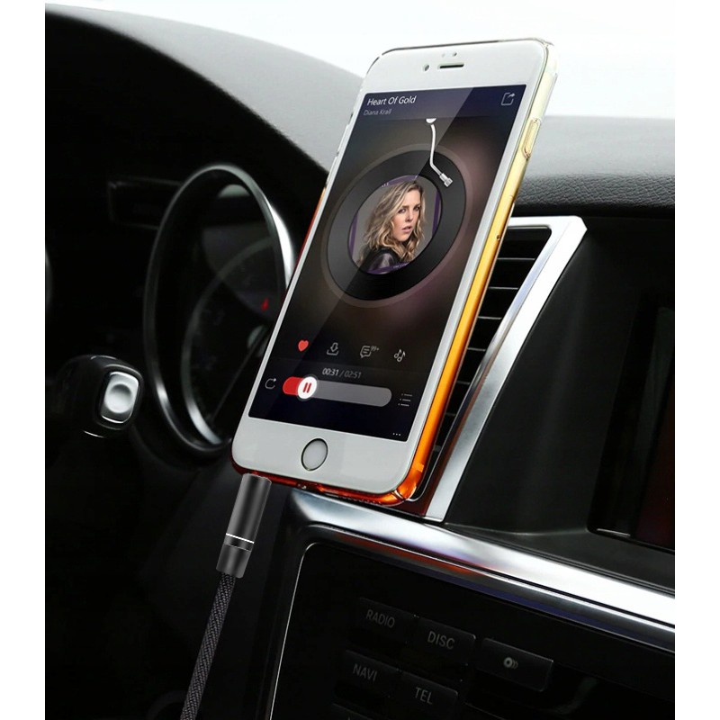 Câble audio 3,5 mm nylon AUX mini jack 95cm megamix.sk