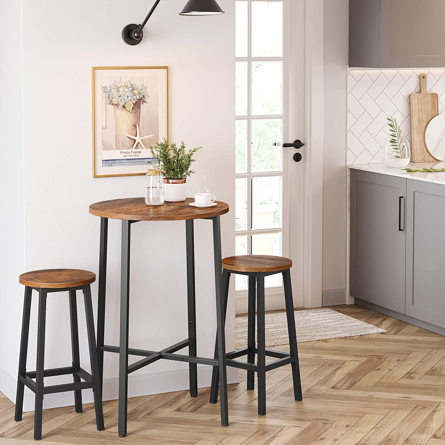 tabourets de bar 2 pcs 32x65cm siège rond bois marron métal megamix.sk