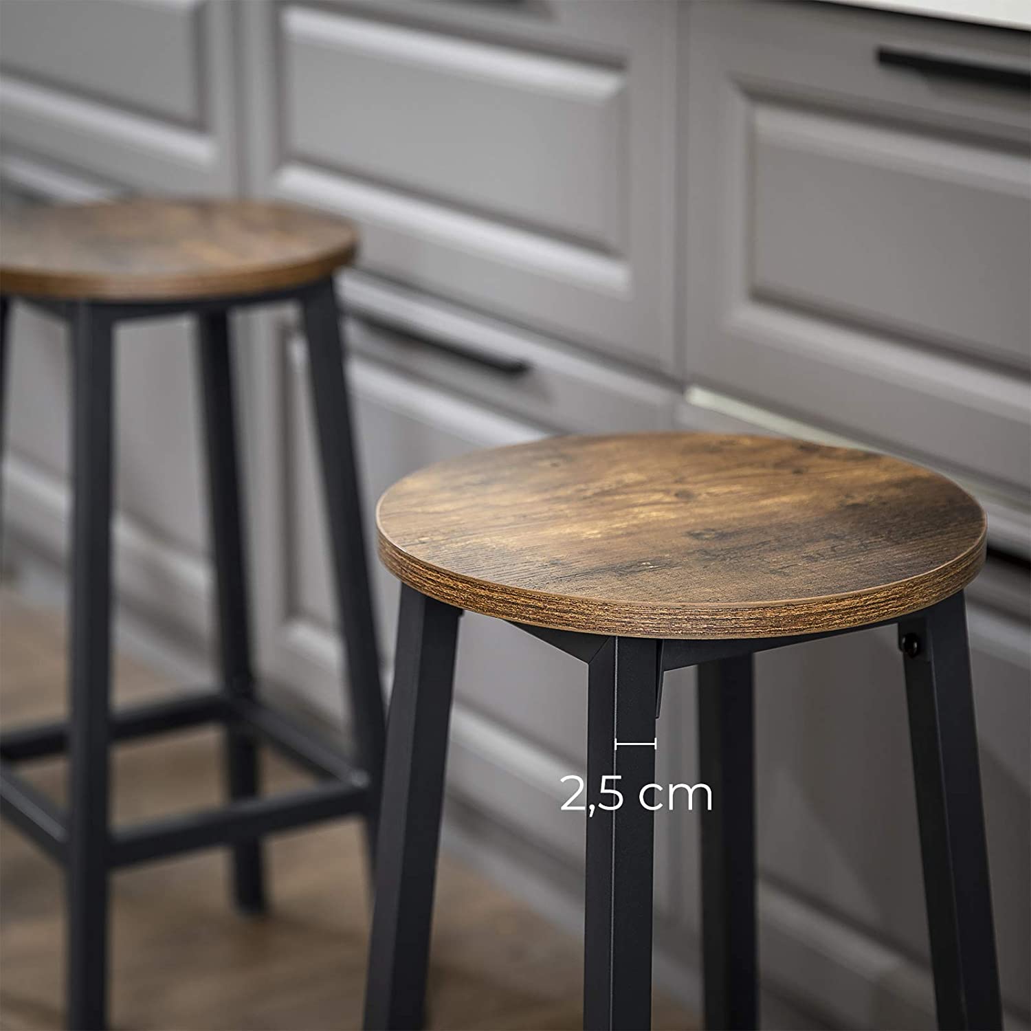 tabourets de bar 2 pcs 32x65cm siège rond bois marron métal megamix.sk