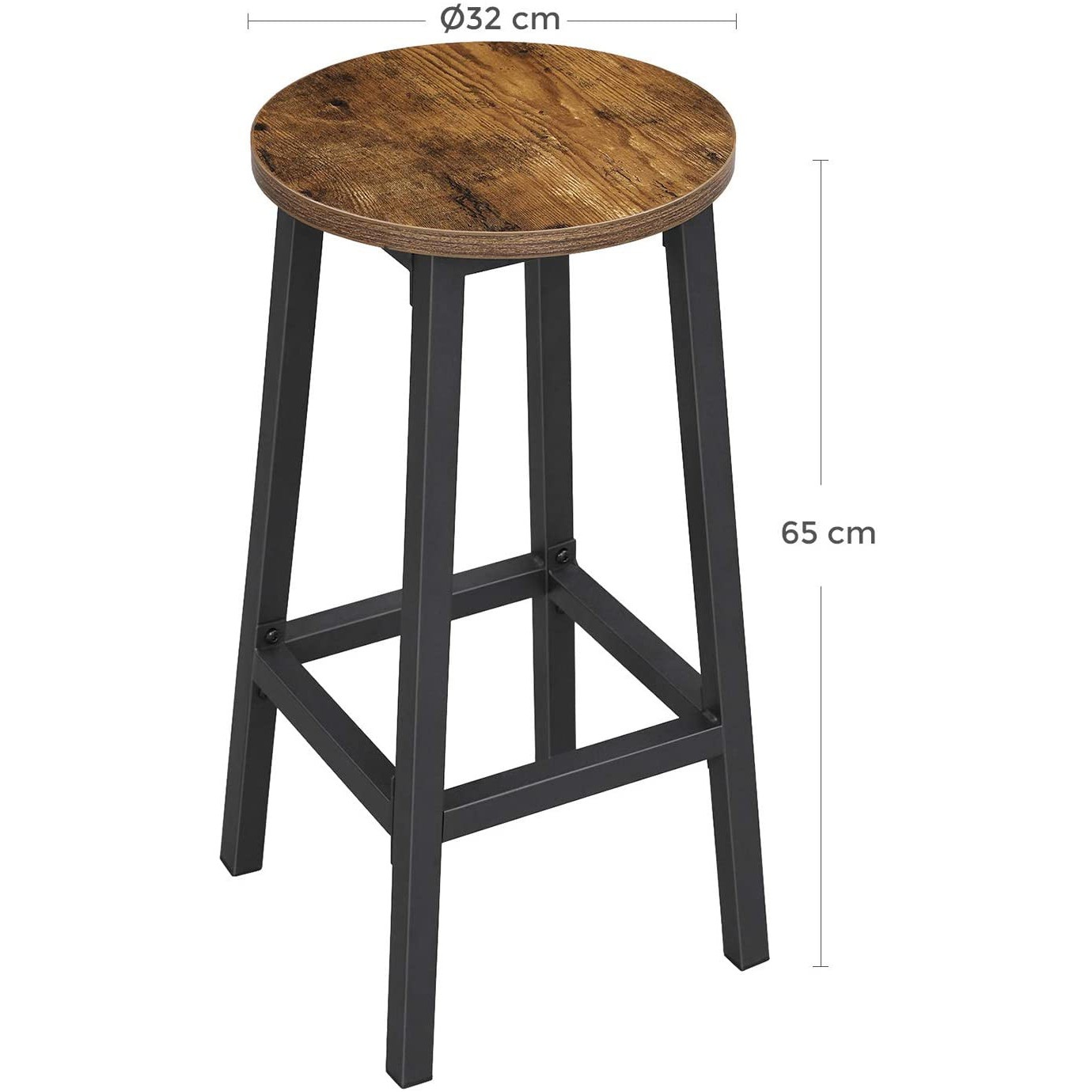 tabourets de bar 2 pcs 32x65cm siège rond bois marron métal megamix.sk