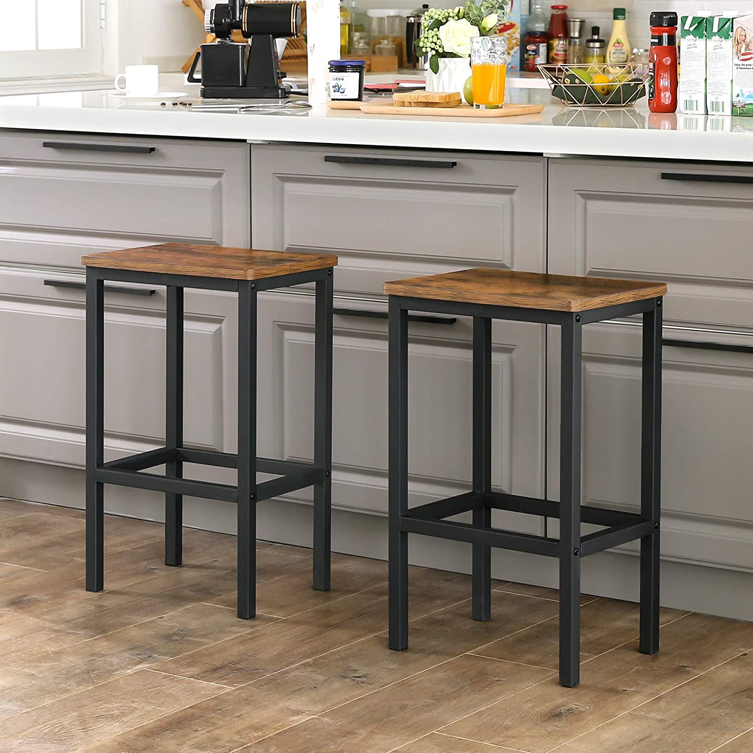 tabourets de bar 2pcs 40x30x65cm bois marron métal megamix.sk