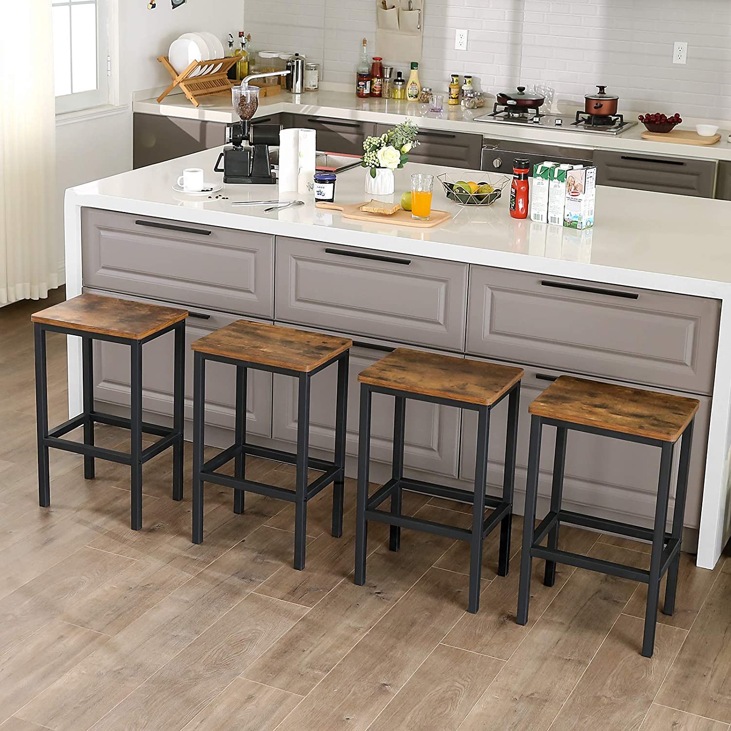 tabourets de bar 2pcs 40x30x65cm bois marron métal megamix.sk