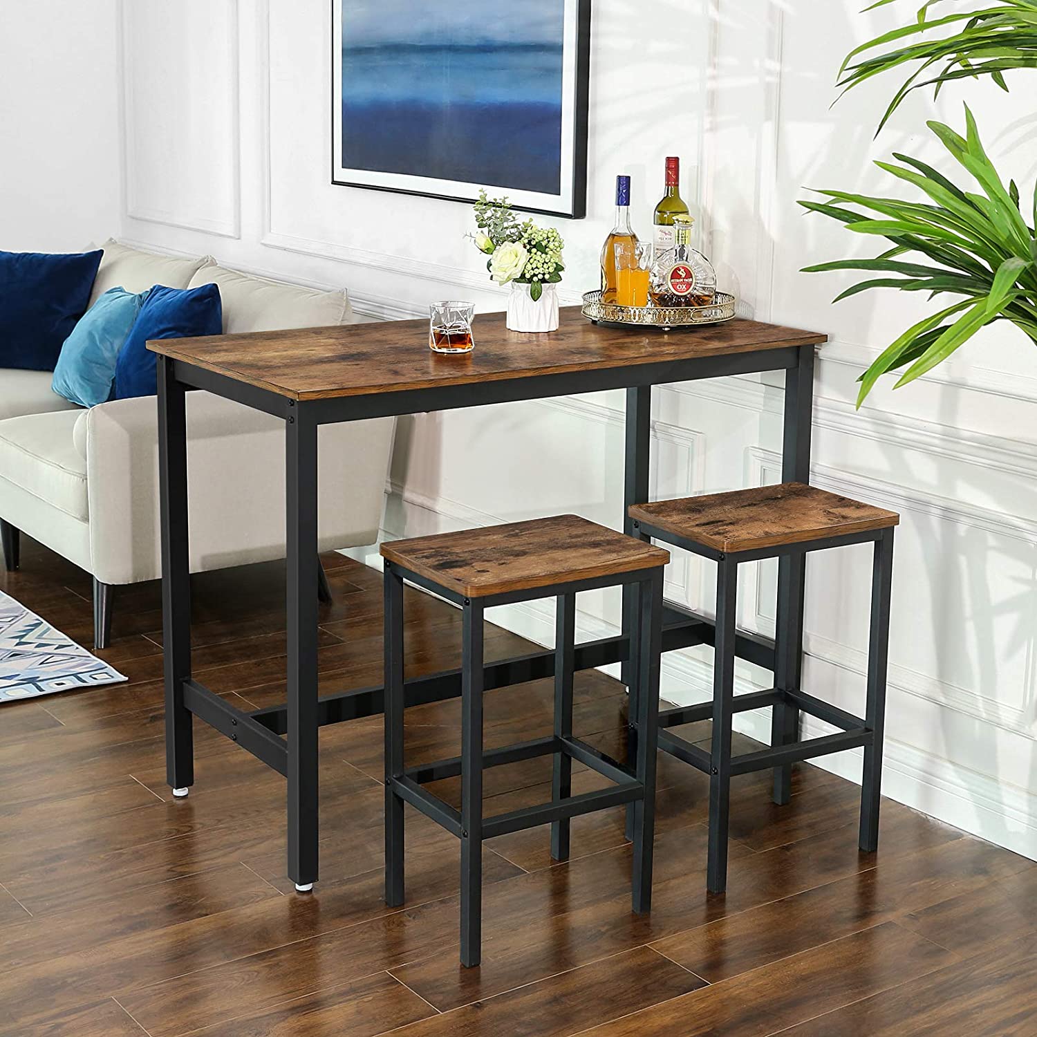 tabourets de bar 2pcs 40x30x65cm bois marron métal megamix.sk
