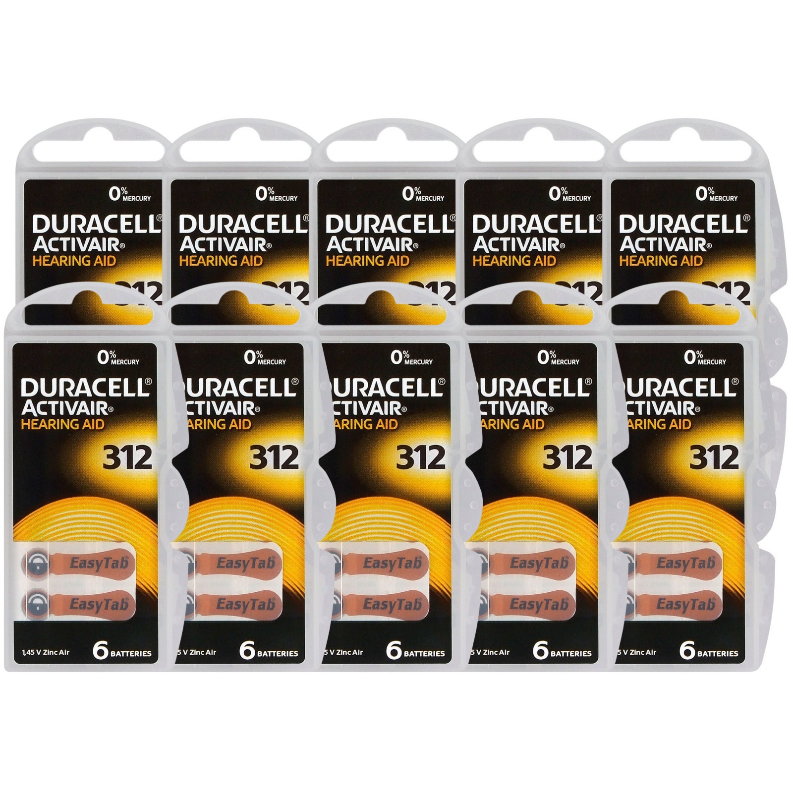 piles pour appareil auditif 60 pcs Duracell DA312/6C megamix.sk