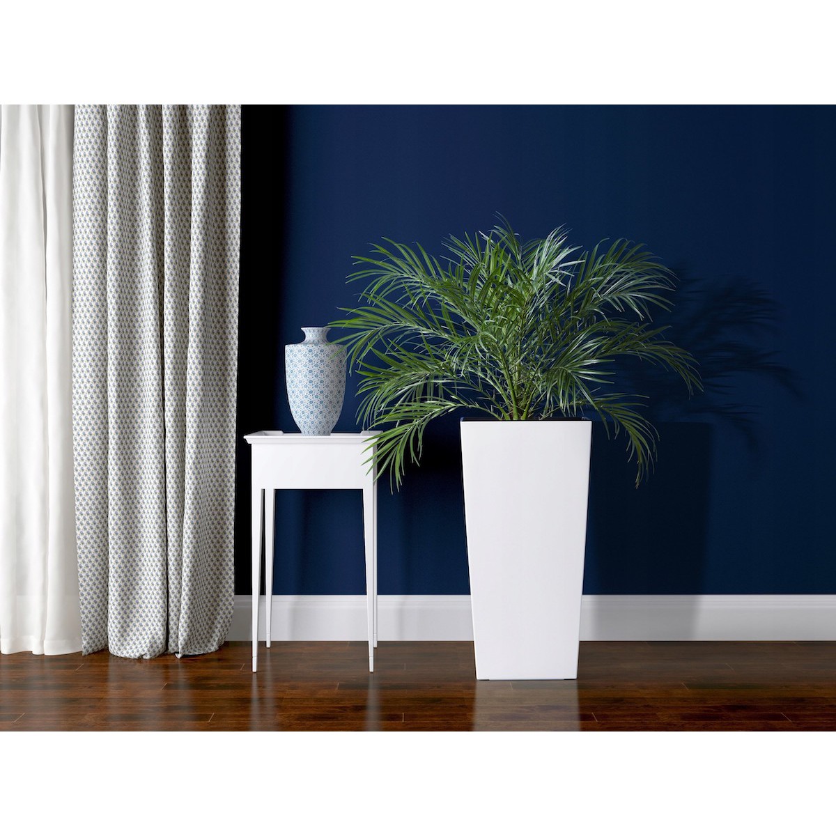 pot de fleurs blanc profond 25x25h47cm avec insert megamix.sk