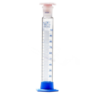 Cylindre gradué en verre avec bouchon en liège PP et base PP, 25 ml classe B