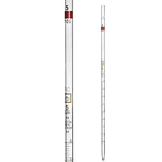 Pipette multicanal, 10 ml (0,1 ml), classe AS, graduation brune, avec certificat