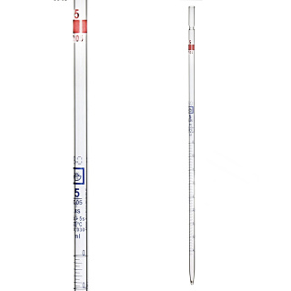 Pipette multicanal, 5 ml (0,05 ml), classe AS, graduation bleue, avec certificat