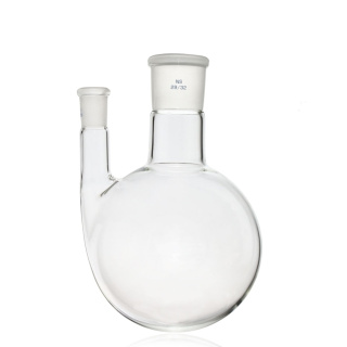 Flacon à double col avec fond rond, cols droits, 250 ml, meules 29/32 et 14/23 en verre borosilicaté (BORO 3.3)