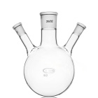 Bocal à trois cols avec fond rond et cols latéraux inclinés, 100 ml, bouchons 29/14/14, GLASSCO, verre borosilicaté (BORO 3.3)