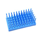 Support pour tubes à essai de type Hérisson, bleu, 50 emplacements, diamètre 16 mm – PP, autoclavable