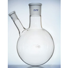 Bouteille à double col avec fond rond et col latéral incliné, 100 ml, verres 24/29 et 14/23, GLASSCO, verre borosilicaté (BORO 3.3)