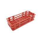 Support pliant pour tubes à essai en PP, 24 emplacements (3×8), diamètre 25 mm, rouge, 246×106×68 mm