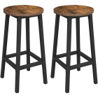Tabourets de bar 2 pcs 32x65cm siège rond bois brun métal