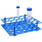 Support pliable pour tubes Falcon, 20 emplacements 50 ml et 30 emplacements 15 ml, bleu – PP