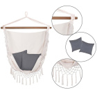 Hamac beige coussins gris 130x100cm cadre imperméabilisé