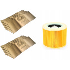 Sacs filtrants en papier Kärcher pour aspirateur WD3 200 MV3 10 pcs + 1 filtre