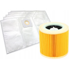 Sacs synthétiques Kärcher pour aspirateur WD3 200 MV3 5 pcs + 1 filtre