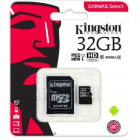 Carte MicroSD KINGSTON 32GB micro CLASS 10 + adaptateur SD