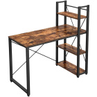 Bureau informatique 120x60x120cm avec étagères bois marron métal