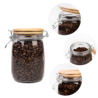 Récipient en verre 1000 ml 16 cm avec couvercle en bois étanche