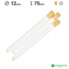 Tubés en verre 75mm diamètre 12mm 10pcs