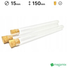 Tube en verre avec bouchon en liège 150mm diamètre 15mm 10 pcs