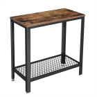 Table 60x30x60cm avec étagère bois marron métal
