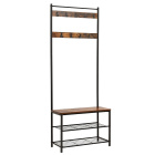 Porte-manteau avec siège 70x32x175cm bois, métal marron