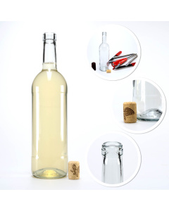 Bouteille en verre pour vin 750ml 31cm blanche