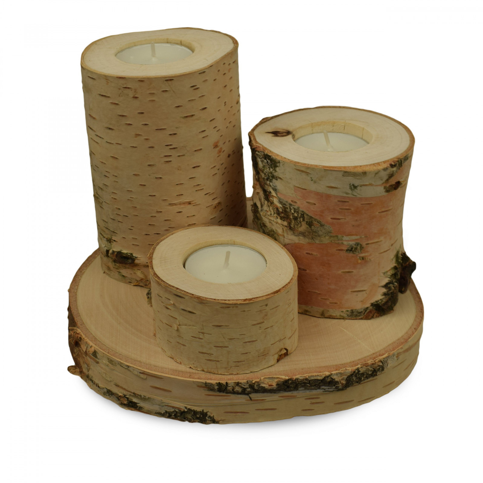 Bougeoirs en bouleau en bois pour table 3 pcs et plateau megamix.sk