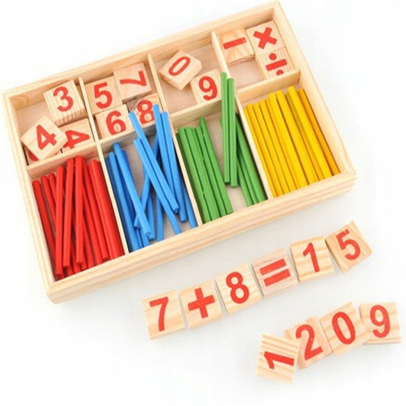 Chiffres en bois, bâtonnets pour l'apprentissage des mathématiques pour enfants 23x15x1,7cm megamix.sk