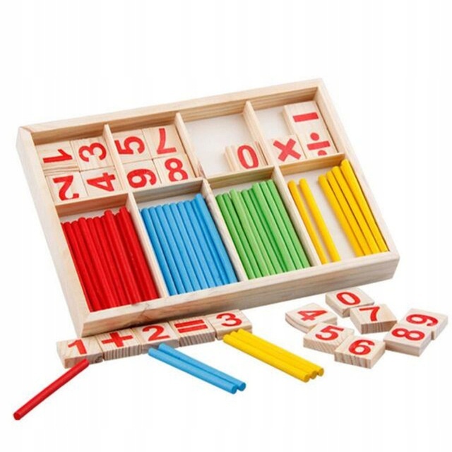 Chiffres en bois, bâtonnets pour l'apprentissage des mathématiques pour enfants 23x15x1,7cm megamix.sk