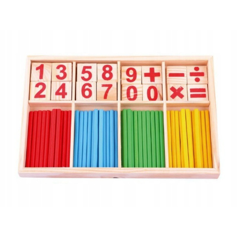 Chiffres en bois, bâtonnets pour l'apprentissage des mathématiques pour enfants 23x15x1,7cm megamix.sk