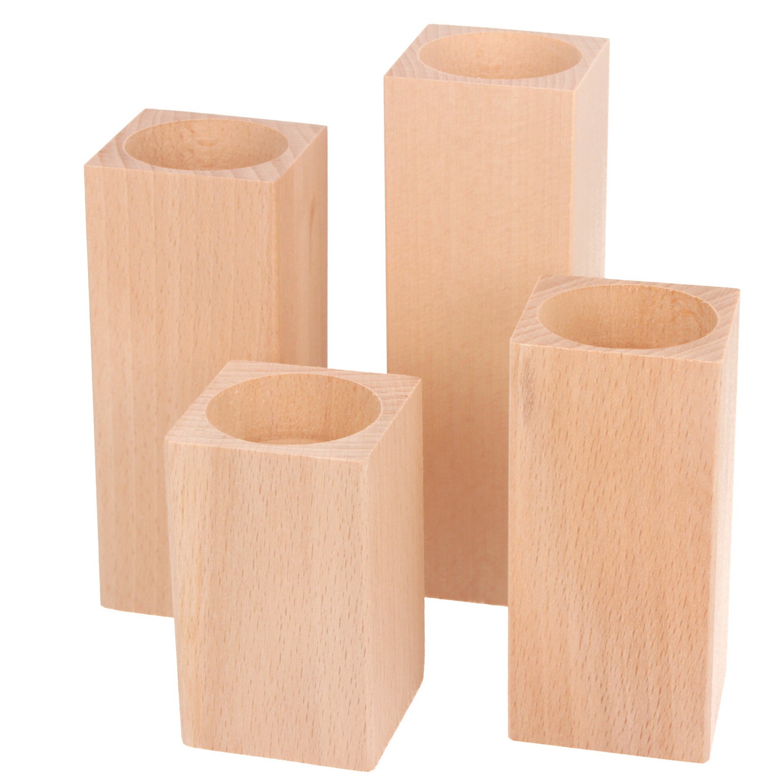 Bougeoirs carrés en bois 4 pcs 8-10-12-14cm megamix.sk