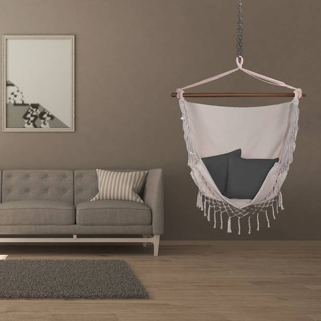 hamac beige coussins gris 130x100cm cadre imprégné megamix.sk