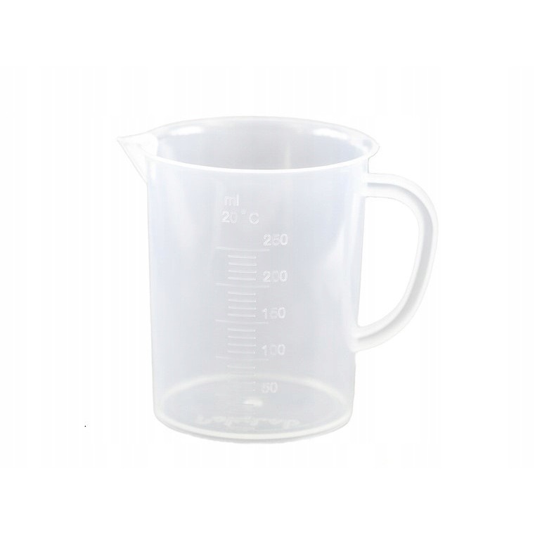bêcher de 250 ml avec poignée, échelle en relief PP 9cm megamix.sk