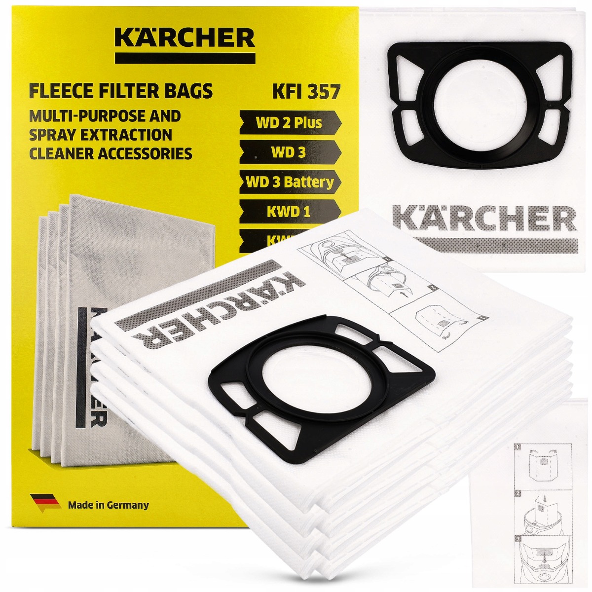 Sacs filtrants en molleton Kärcher pour aspirateur WD2 / WD3 4 pcs megamix.sk