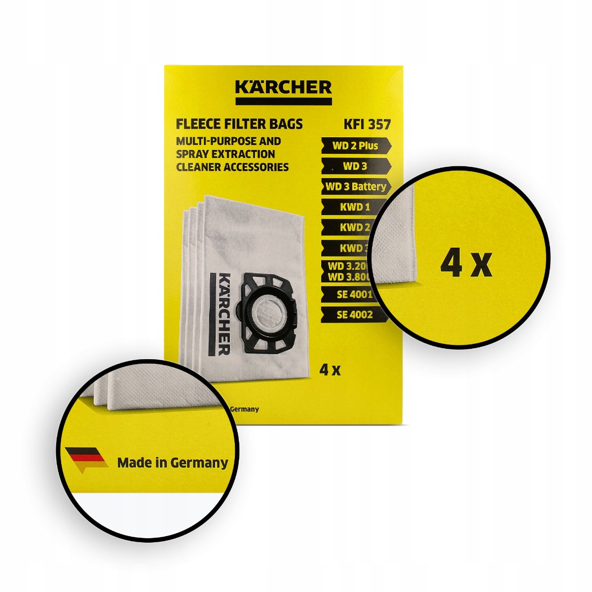 Sacs filtrants en molleton Kärcher pour aspirateur WD2 / WD3 4 pcs megamix.sk