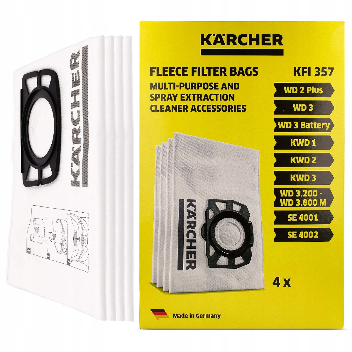 Sacs filtrants en molleton Kärcher pour aspirateur WD2 / WD3 4 pcs megamix.sk