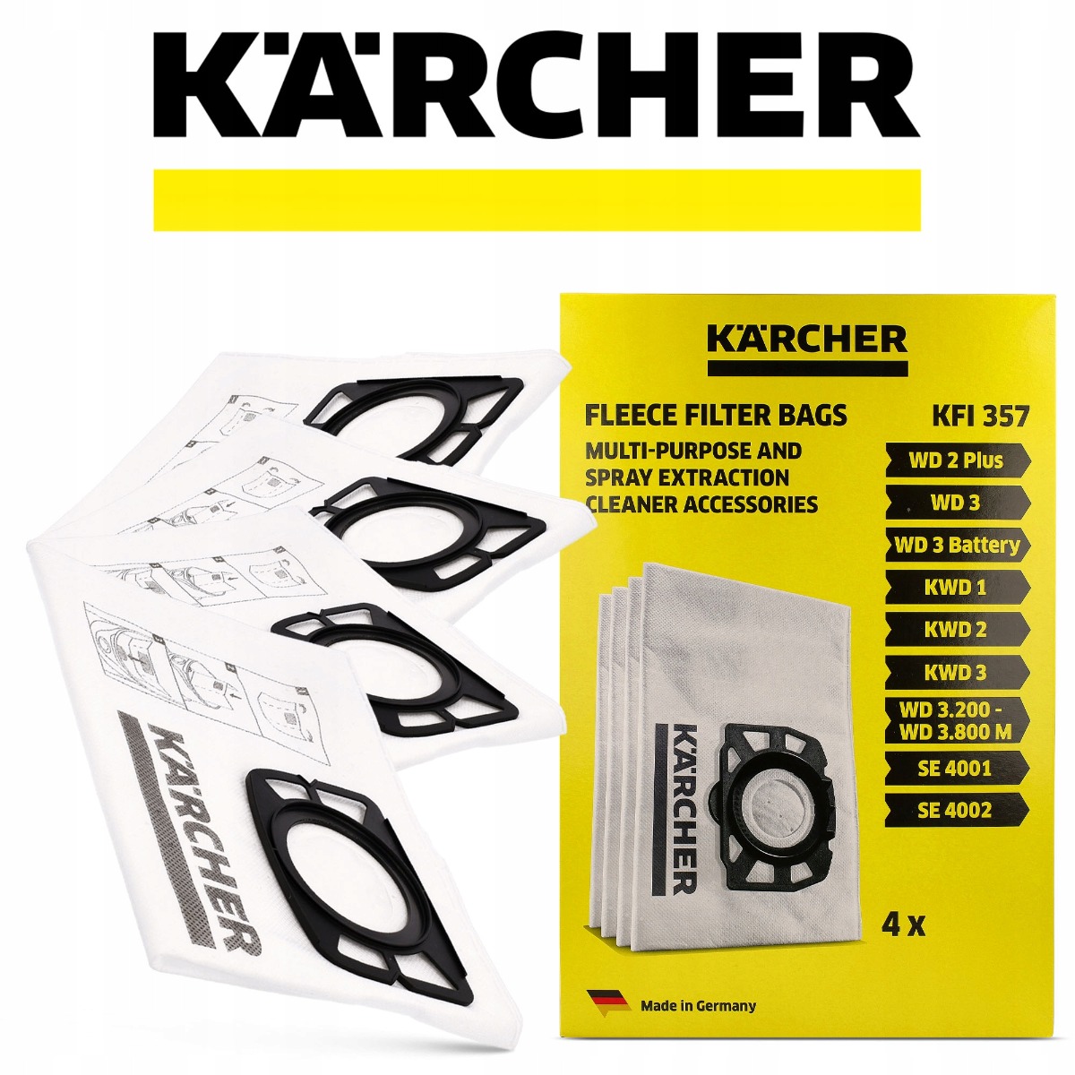 Sacs filtrants en molleton Kärcher pour aspirateur WD2 / WD3 4 pcs megamix.sk