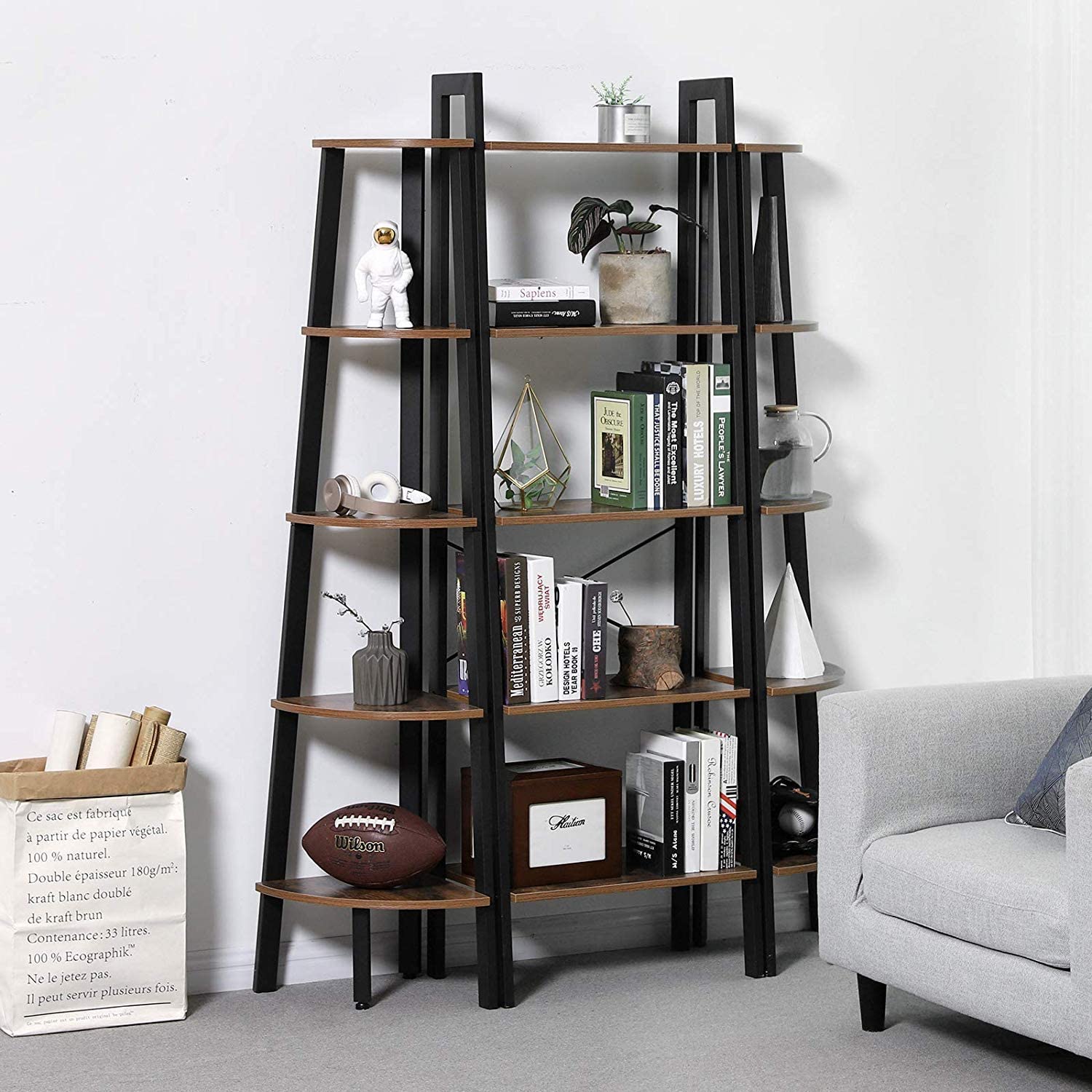 étagère 56x34x172cm rustique marron bois métal megamix.sk