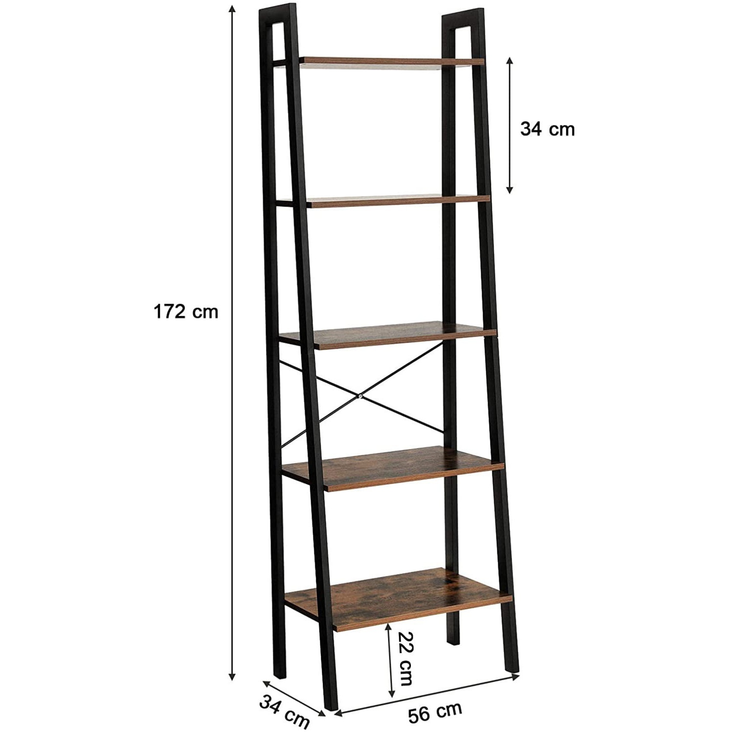 étagère 56x34x172cm rustique marron bois métal megamix.sk