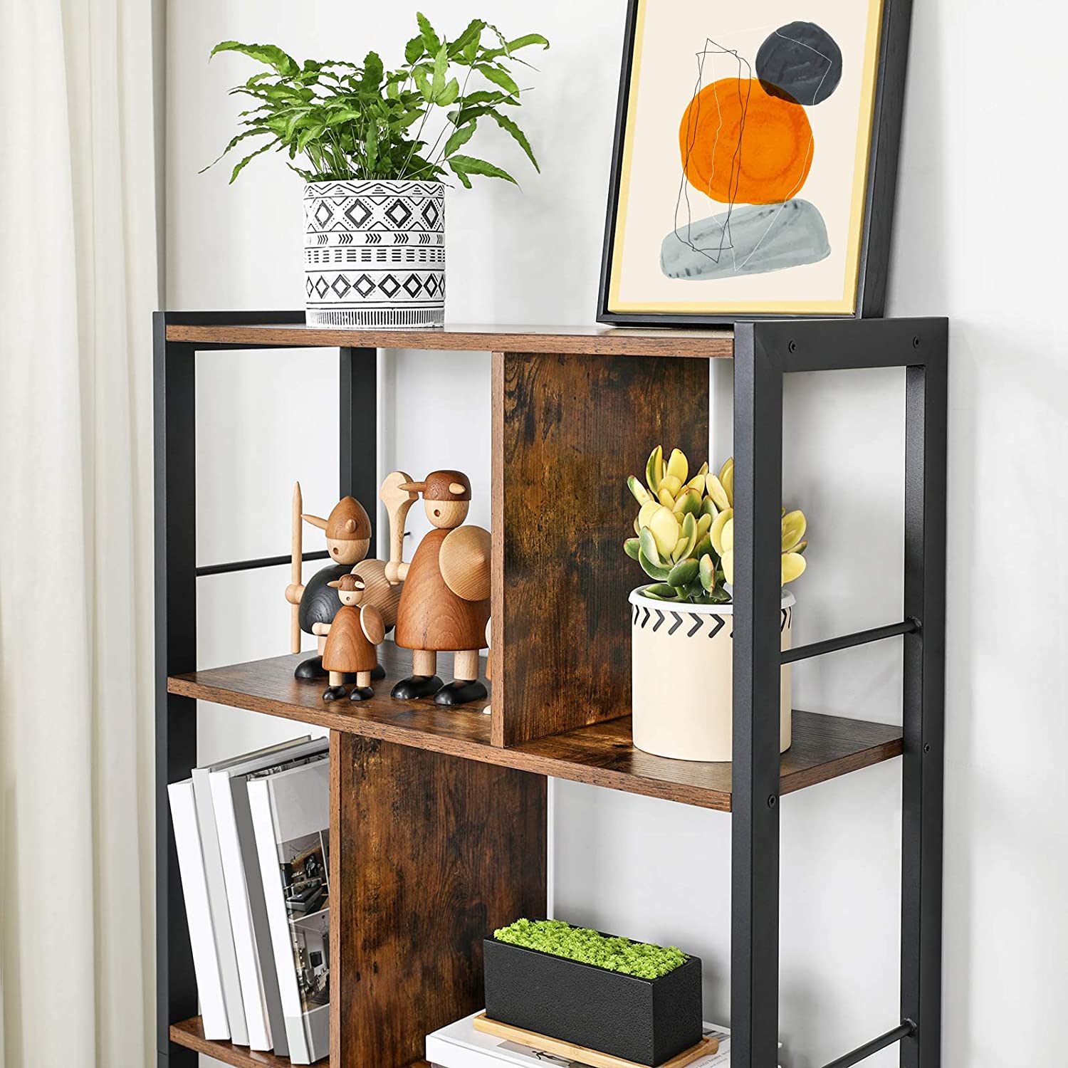 étagère 74x30x154cm rustique brun bois métal megamix.sk