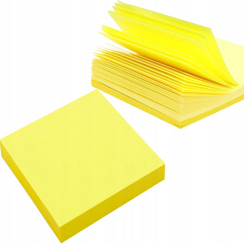 Bloc autocollant papier jaune 100 pcs 76x76mm megamix.sk