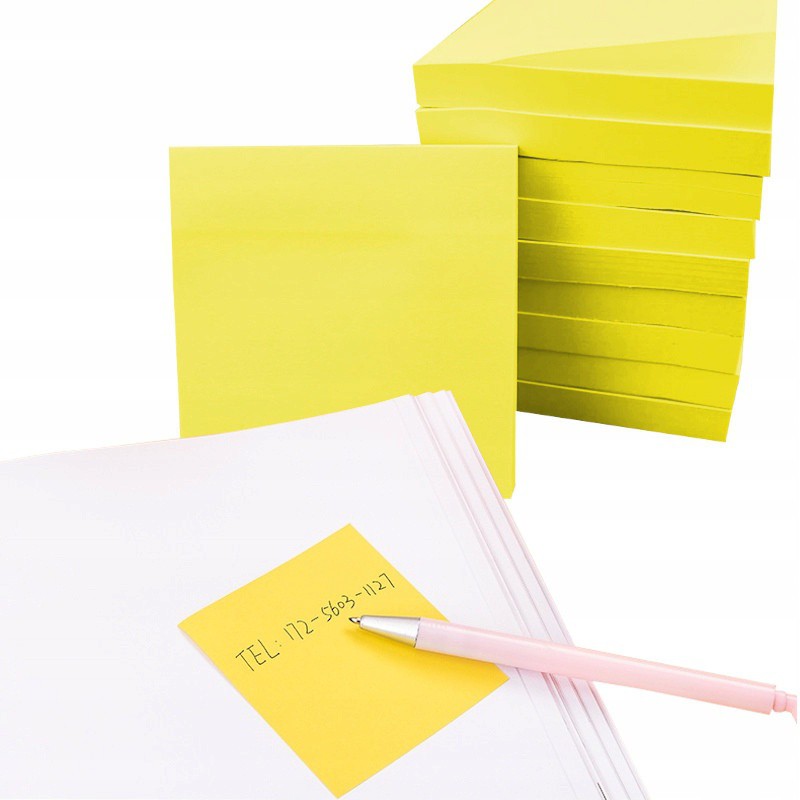 Bloc autocollant papier jaune 100 pcs 76x76mm megamix.sk
