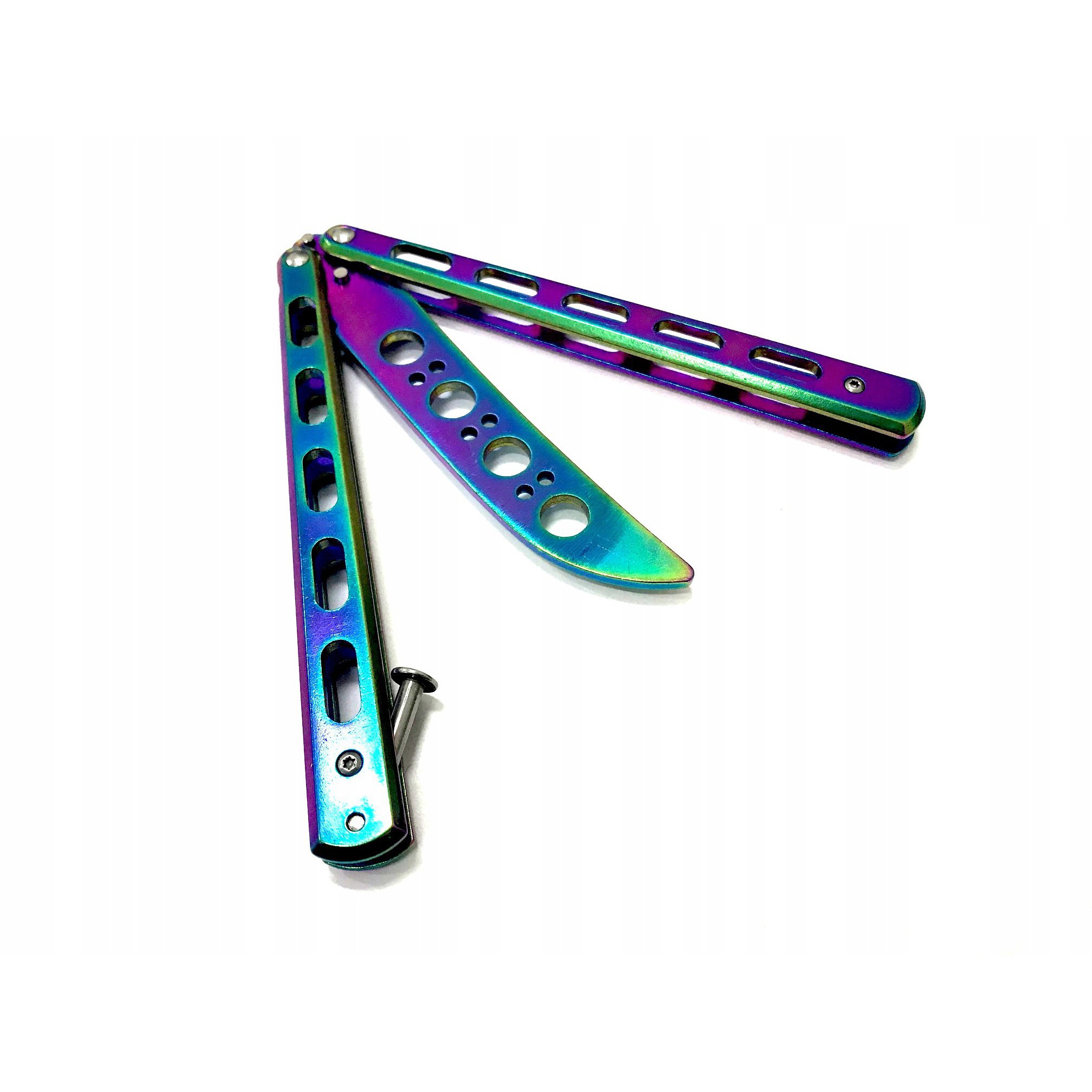 Couteau papillon pliant butterfly en acier 23,5x2cm coloré megamix.sk