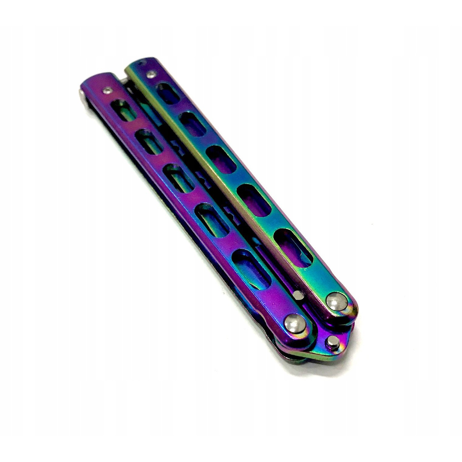 Couteau papillon pliant butterfly en acier 23,5x2cm coloré megamix.sk