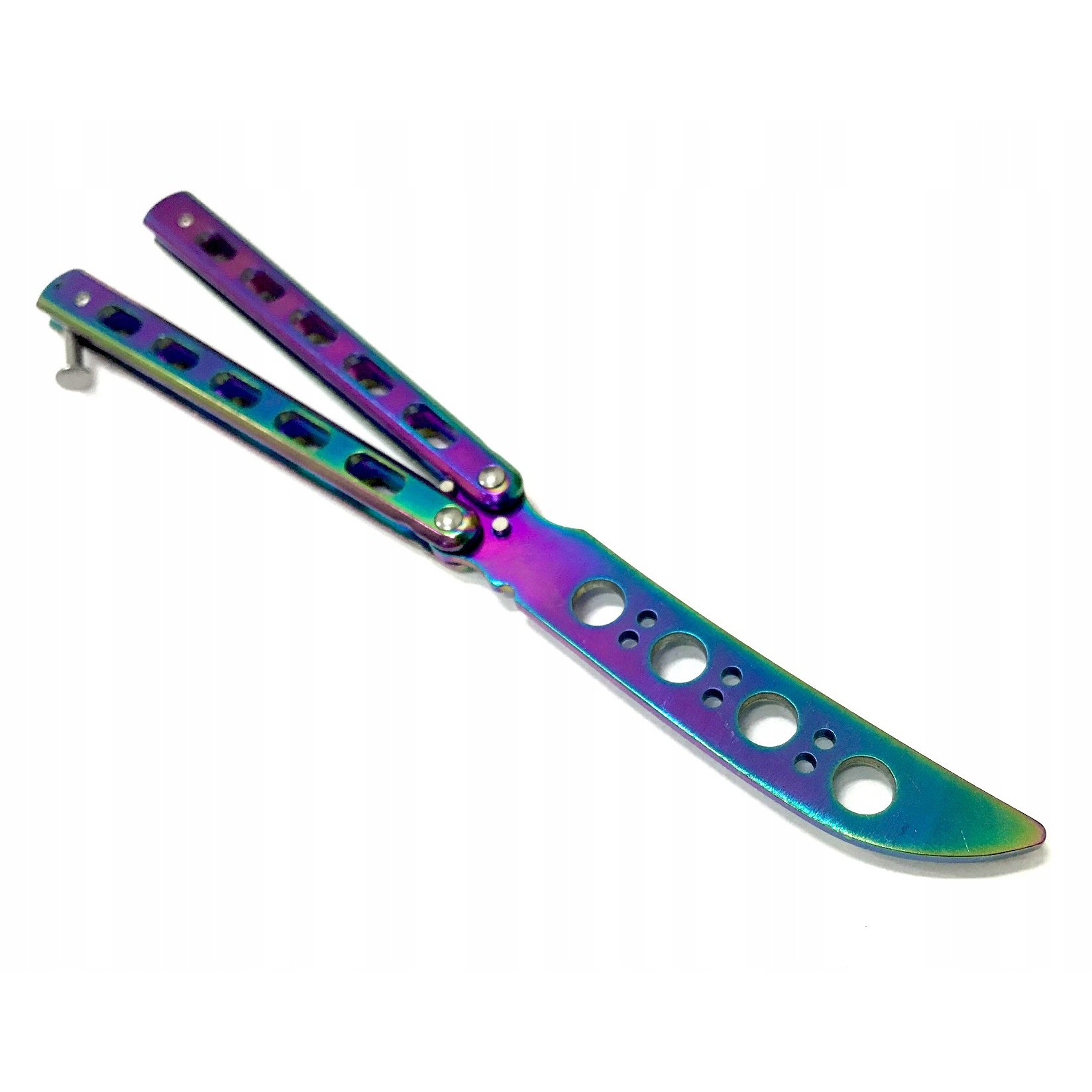 Couteau papillon pliant butterfly en acier 23,5x2cm coloré megamix.sk
