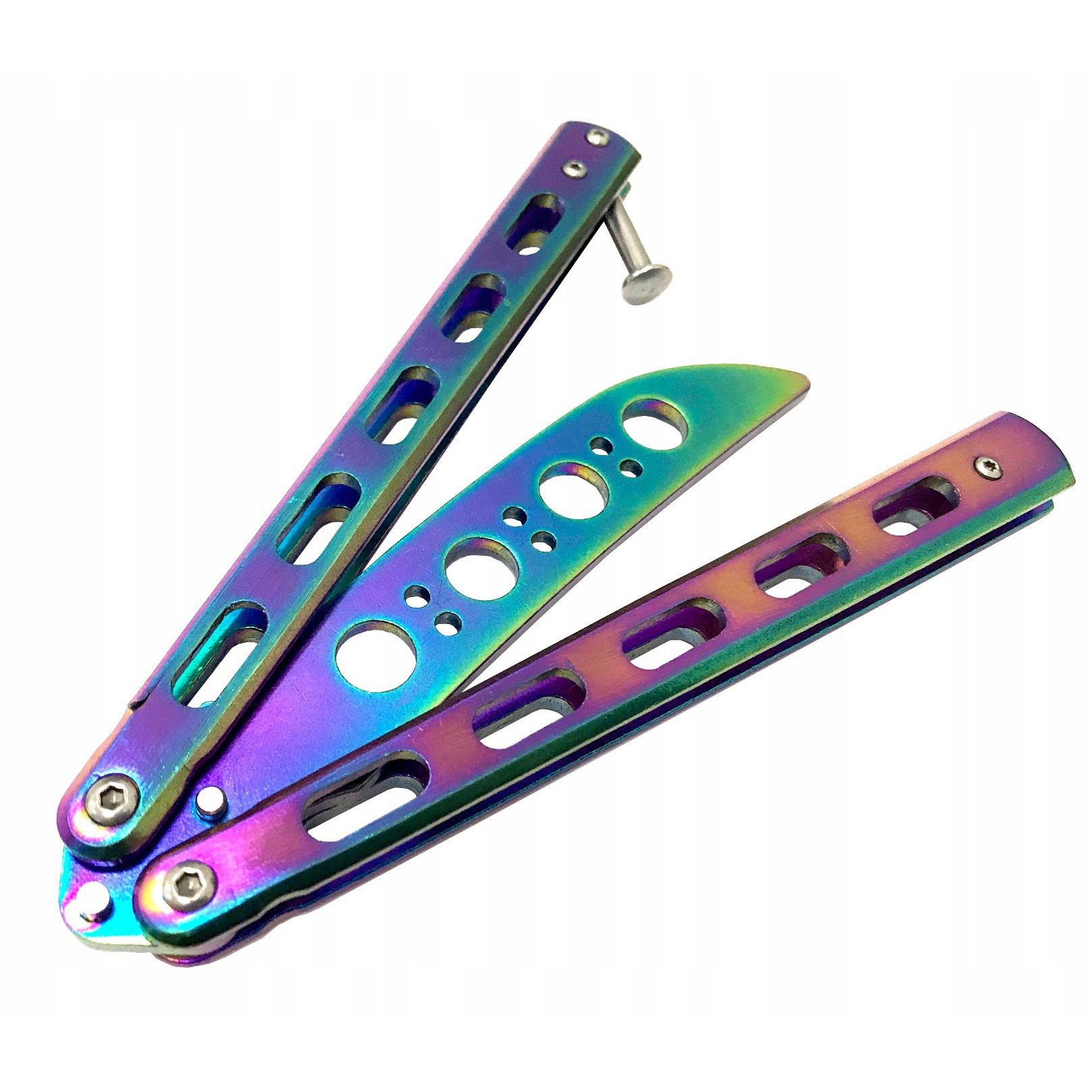 Couteau papillon pliant butterfly en acier 23,5x2cm coloré megamix.sk
